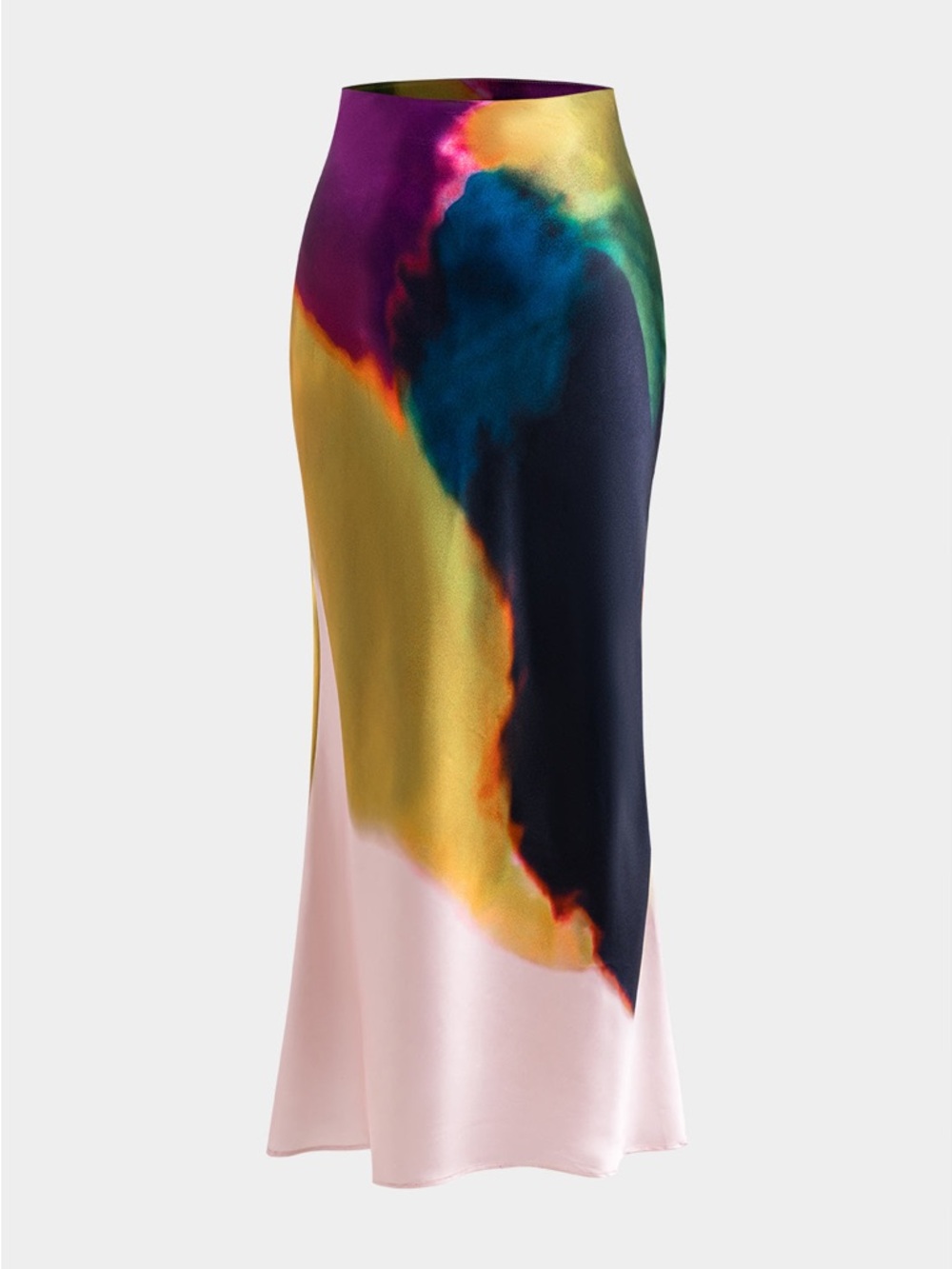 Contrast Print Satin Zipper Skirt size Large - Picture 2 of 5
